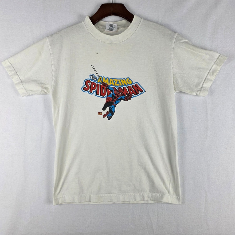 Vintage Marvel Comics The Amazing Spider-Man White Graphic T-Shirt Size S